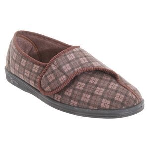 Comfylux Mens Paul Velcro Check Slip-on Slippers /Indoor Footwear/Shoes Szs 7-14